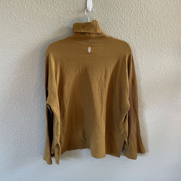 Free People Movement Can't Handle This Turtleneck Small Mustard Atlas Bell Boho - Picture 8 of 16